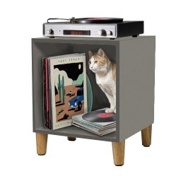 Móvel Nicho Cubo Porta Vinil Lp Disco - Organizador 55cm:cinza - 3