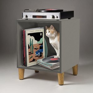 Móvel Nicho Cubo Porta Vinil Lp Disco - Organizador 55cm:cinza