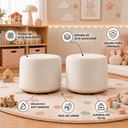 Ver imagem 4 de Kit 2 Puff Infantil Premium - Banquinho Redondo Estofado para Quarto, Sala Pés Anti-Umidade Palha