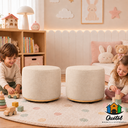 Ver imagem 5 de Kit 2 Puff Infantil Premium - Banquinho Redondo Estofado para Quarto, Sala Pés Anti-Umidade Palha