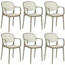 Ver imagem 1 de Kit 6 Cadeiras de Jantar Roma Prática com Braços para Sala e Cozinha - Branco/cinza Escuro