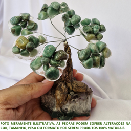 Árvore de Pedra Quartzo Verde Rolada Presente e Decoração - 3