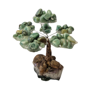 Árvore de Pedra Quartzo Verde Rolada Presente e Decoração
