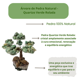 Árvore de Pedra Quartzo Verde Rolada Presente e Decoração - 4