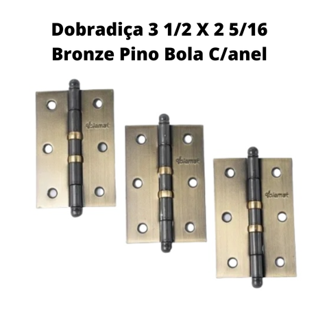 Dobradiça 3 1/2 X 2 5/16 Reforçado Pino Bola C/anel (3und)