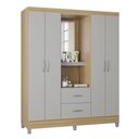 Ver imagem 3 de Cômoda 868 4 Gavetas e 1 Porta com Guarda Roupa Solteiro Córdoba 4 Portas Damasco Off White -