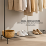 Guarda Roupa Portátil Arara Cabideiro Armário Organizador Prateleiras Compacto Quarto Closet de Casa - 7