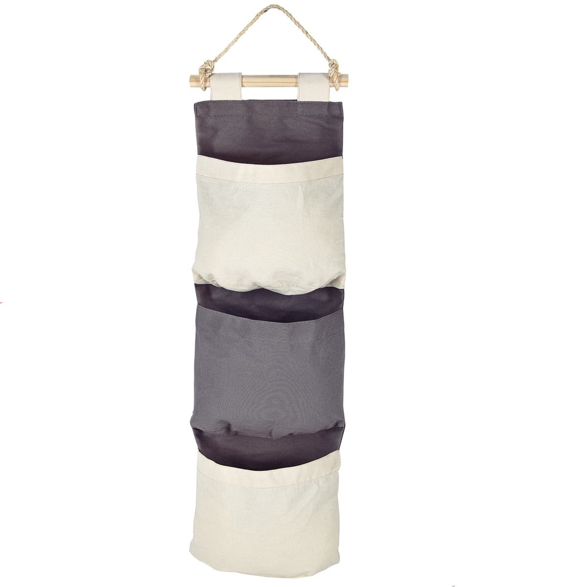 Organizador 3 Bolsos de Lona e Corda para Pendurar - Tramontina - Cinza com Bege 91751/034
