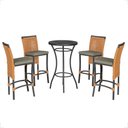 Ver imagem 1 de Mesa Bistrô e 4 Banquetas Roma Preta Corda Náutica Estofado 8 Trama Original