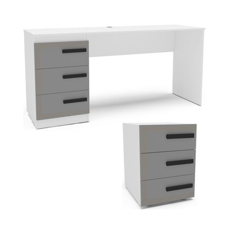 Conjunto de Escritório Escrivaninha 163cm e Mesa Auxiliar 40cm Valência Politorno Móveis