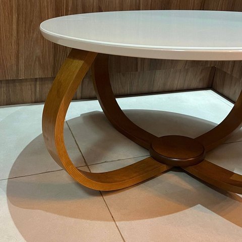 Mesa de Centro Bella 60x35 (Pé Cebola) Vidro Branco