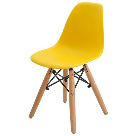 Cadeira Infantil Eiffel Polipropileno Amarelo Base Madeira - 37734