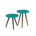 Ver imagem 2 de Kit 2 Mesas de Apoio Decorativa para Sala 47 Cm Pés Palito Madeira Mdp Turquesa - Clicklar