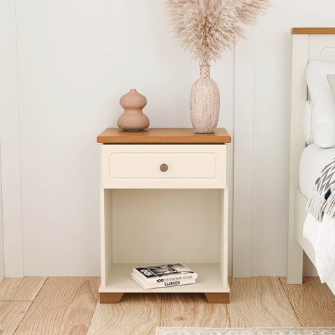 Mesa de Cabeceira 1 Gaveta e Nicho Ananda CabeCasa MadeiraOriginals Branco
