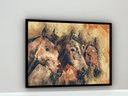 Ver imagem 2 de Quadro Decorativo Trio Cavalos Abstrato - 70x50cm:moldura Preta