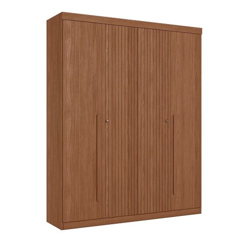 Guarda Roupa Roupeiro Solteiro Buriti 04 Portas 2 Gavetas Jatoba Santos Andirá