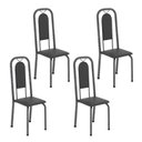 Ver imagem 1 de Cadeiras para Sala de Jantar 4 Unidades Lara Prata/Preto Liso/Martelado