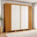Ver imagem 1 de Guarda-Roupa Casal Ripado 6 Portas 6 Gavetas 100% MDF 230cm Magnólia Espresso Móveis Off White/Cinamomo