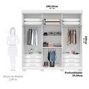 Ver imagem 3 de Guarda-Roupa Casal Ripado 6 Portas 6 Gavetas 100% MDF 230cm Magnólia Espresso Móveis Branco/Cinamomo