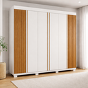 Ver imagem 1 de Guarda-Roupa Casal Ripado 6 Portas 6 Gavetas 100% MDF 230cm Magnólia Espresso Móveis Branco/Cinamomo
