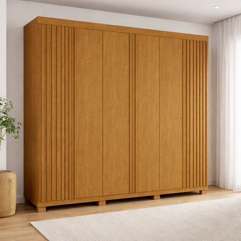Guarda-Roupa Casal Ripado 6 Portas 6 Gavetas 100% MDF 230cm Magnólia Espresso Móveis Marrom/Cinamomo