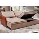 Ver imagem 1 de Sofá sem Caixa Retrátil Baú 1,55m Cama Inbox Grace Tecido Linho e Courino Bege Escuro