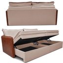 Ver imagem 7 de Sofá sem Caixa Retrátil Baú 1,55m Cama Inbox Grace Tecido Linho e Courino Bege Escuro