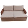 Sofá sem Caixa Retrátil Baú 1,55m Cama Inbox Grace Tecido Linho e Courino Bege Escuro - 6