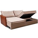 Ver mais imagens de Sofá sem Caixa Retrátil Baú 1,55m Cama Inbox Grace Tecido Linho e Courino Bege Escuro