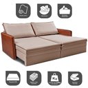 Ver imagem 4 de Sofá sem Caixa Retrátil Baú 1,55m Cama Inbox Grace Tecido Linho e Courino Bege Escuro