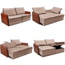 Ver imagem 2 de Sofá sem Caixa Retrátil Baú 1,55m Cama Inbox Grace Tecido Linho e Courino Bege Escuro