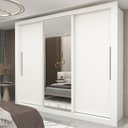 Ver imagem 1 de Guarda-Roupa Casal 3 Portas 1 Porta Espelhada Milão 100% MDF Yescasa Branco