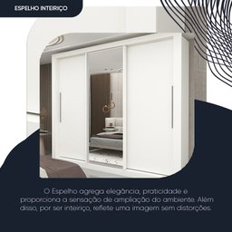 Guarda-roupa Casal 3 Portas 1 Porta Espelhada Milão Yescasa 100% MDF - 7