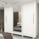 Ver imagem 1 de Guarda-Roupa Casal 3 Portas 1 Porta Espelhada com Pés Milão 100% MDF Yescasa Branco