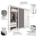 Ver imagem 6 de Guarda-Roupa Casal 3 Portas 1 Porta Espelhada com Pés Milão 100% MDF Yescasa Branco