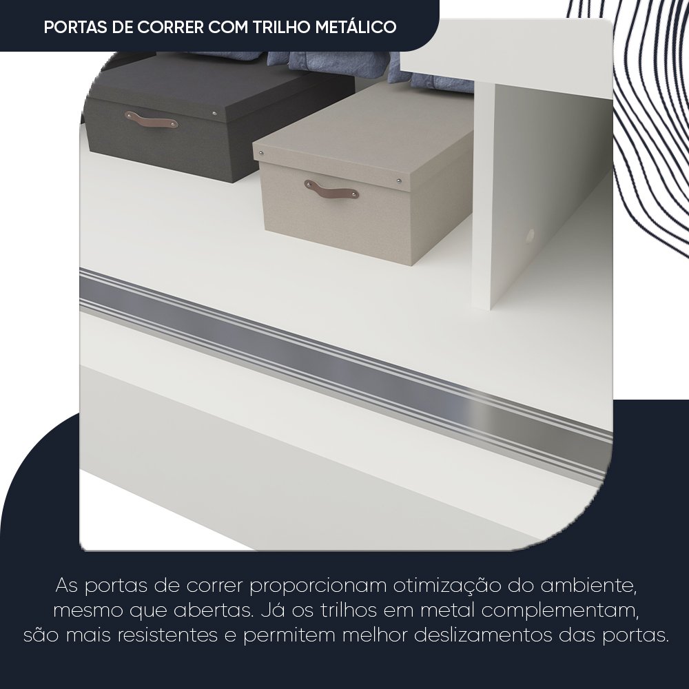 Guarda-roupa Casal 3 Portas 1 Porta Espelhada com Pés Milão Yescasa - 8