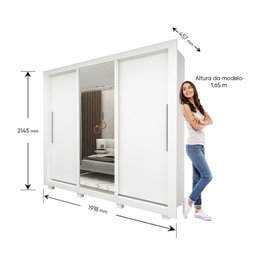 Guarda-roupa Casal 3 Portas 1 Porta Espelhada com Pés Milão Yescasa 100% MDF - 5