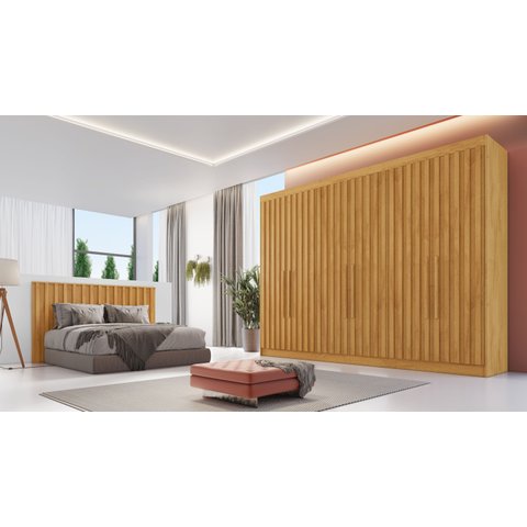 Guarda-Roupa Casal 6 Portas Ripadas 100% MDF Potente Marrom/Peroba