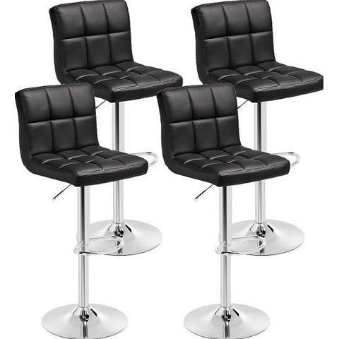 Kit 4 Banquetas Alta Cozinha Bar Balcão Bancada Americana Giratória Gomos Pu - Preta