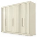 Ver imagem 3 de Guarda Roupa Casal 6 Portas Ripadas 6 Gavetas 100% MDF Potente Branco/Off White