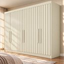 Ver imagem 1 de Guarda Roupa Casal 6 Portas Ripadas 6 Gavetas 100% MDF Potente Branco/Off White
