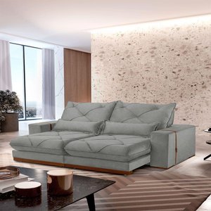 Sofá Turim Linho 02 Módulos de 120cm B25cm Meu Sofá Online A230 Linho Cinza