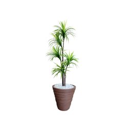 Planta Artificial Árvore Yucca 1,60m Kit + Vaso Redondo D. Grafiato Marrom 40cm - 1