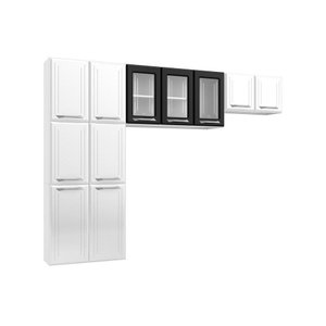 Cozinha Modulada Completa Topázio 3 Peças (2 Armários + 1 Paneleiro) CPT123 Branco/Preto - Telasul