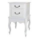 Ver imagem 2 de Mesa de Cabeceira Clássica com 2 Gavetas e Pés Luiz Xv - Branco Laca