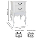 Ver imagem 4 de Mesa de Cabeceira Clássica com 2 Gavetas e Pés Luiz Xv - Branco Laca