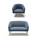 Ver imagem 1 de Kit 01 Namoradeira 02 Lugares e 01 Poltrona Giratória Stella Suede Azul Marinho Base Madeira MA30