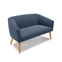 Ver imagem 3 de Kit 01 Namoradeira 02 Lugares e 01 Poltrona Giratória Stella Suede Azul Marinho Base Madeira MA30