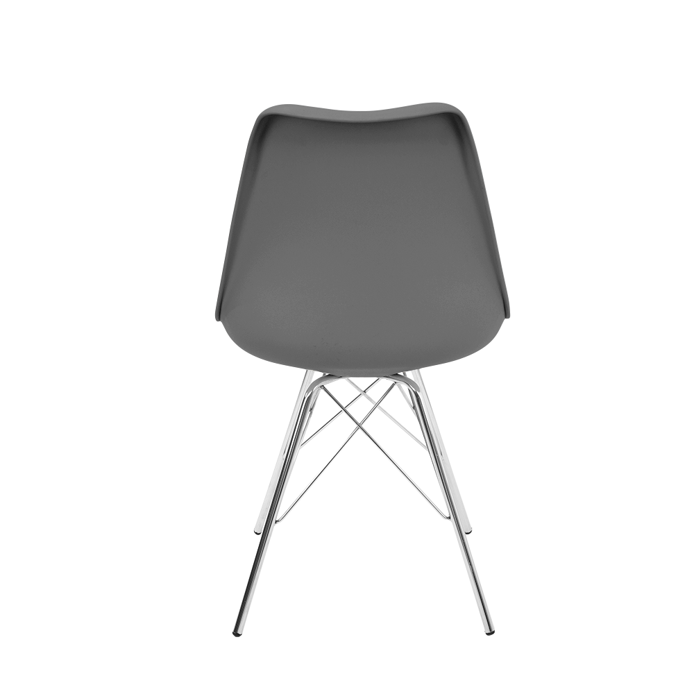 Cadeira Eames Leda Design Estofada Cinza Tower Cromado - 4