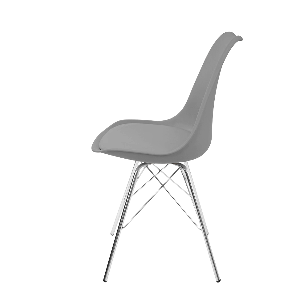 Cadeira Eames Leda Design Estofada Cinza Tower Cromado - 3